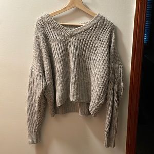 ✨SALE✨ Madewell v neck drop sleeve light grey crop sweater